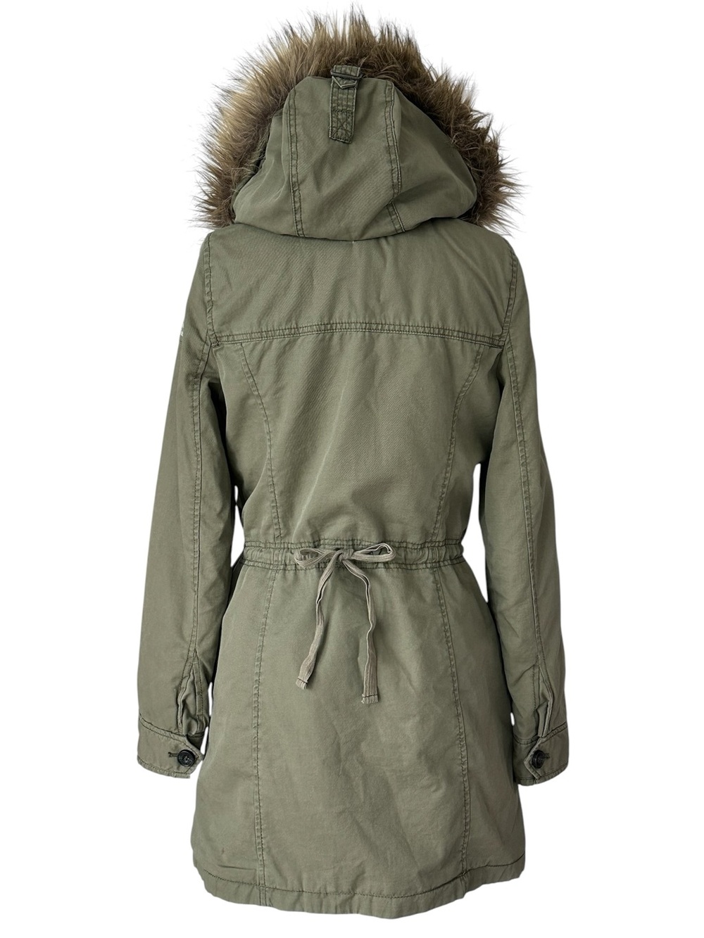 Abercrombie & Fitch Women’s Y2K Sherpa Lined Military Parka Fur Trim Hood Medium - Picture 4 of 16